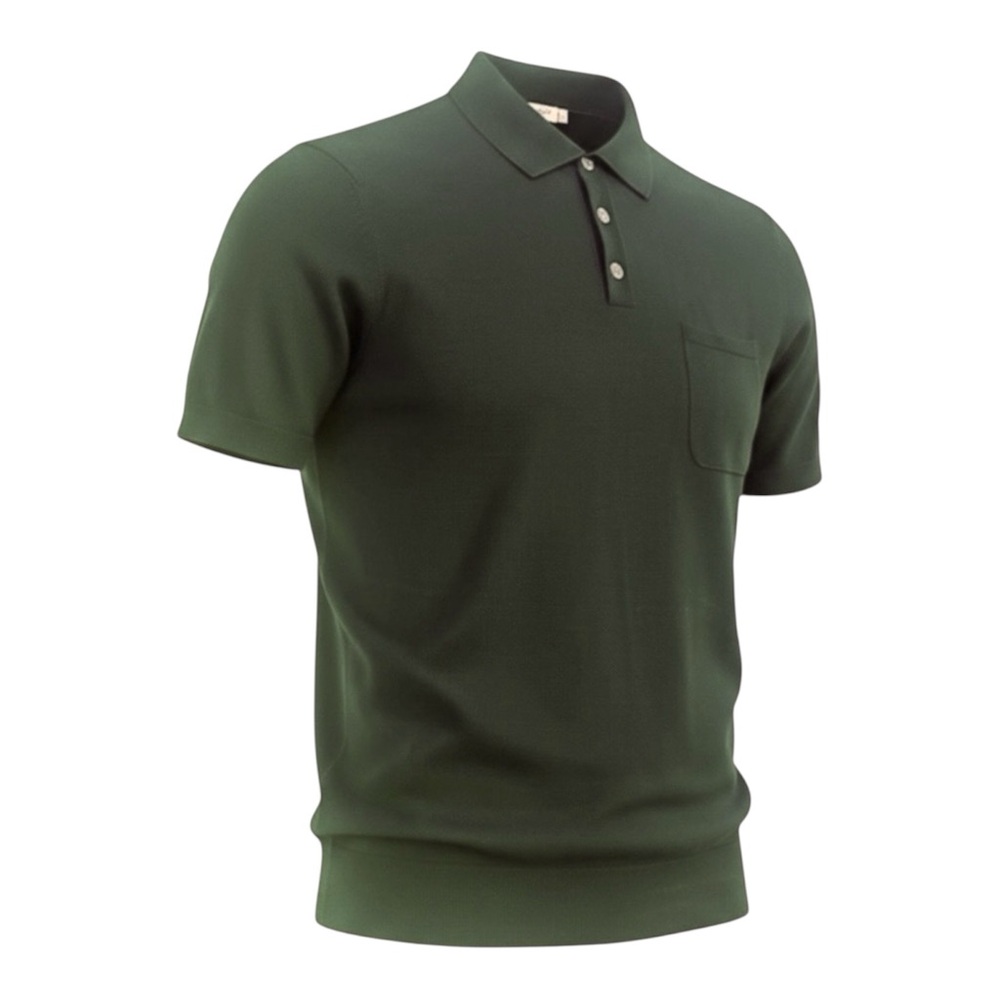 Suitsupply Deep Green Merino Polo (size large)